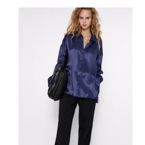 Zara dark blue silky blouse